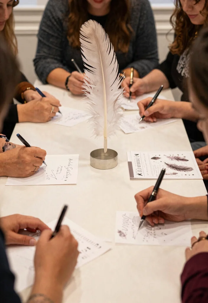 16 Feather Wedding Decorations Ideas That Feel Soft & Glam - 16. Feathered Guestbook Ideas 1