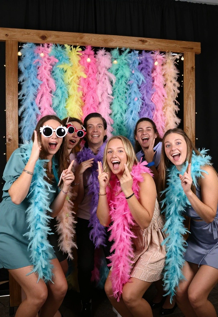 16 Feather Wedding Decorations Ideas That Feel Soft & Glam - 9. Feathered Backdrops for Photo Booths 1