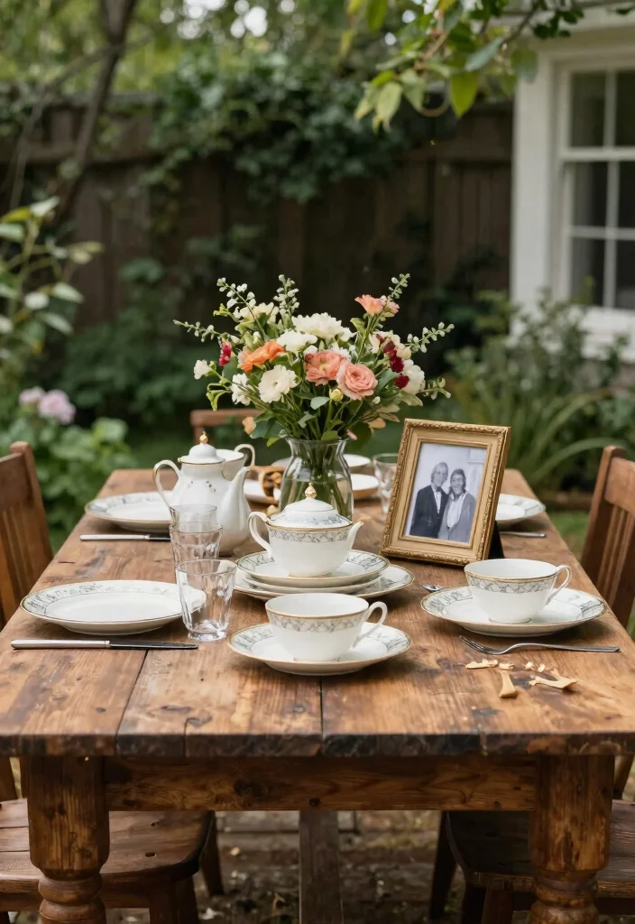 16 Forest Wedding Table Ideas That Feel Enchanted - 10. Personal Touches with Family Heirlooms 1