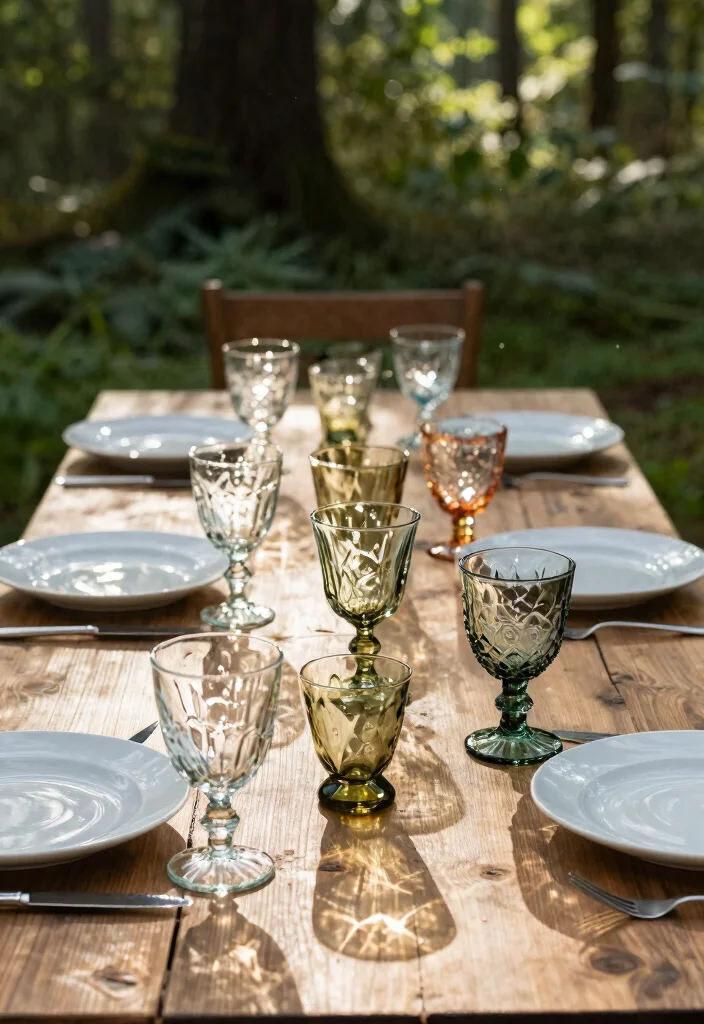 16 Forest Wedding Table Ideas That Feel Enchanted - 3. Vintage Glassware Accents 1