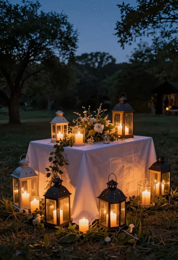 16 Forest Wedding Table Ideas That Feel Enchanted - 5. Lanterns for Evening Charm 1