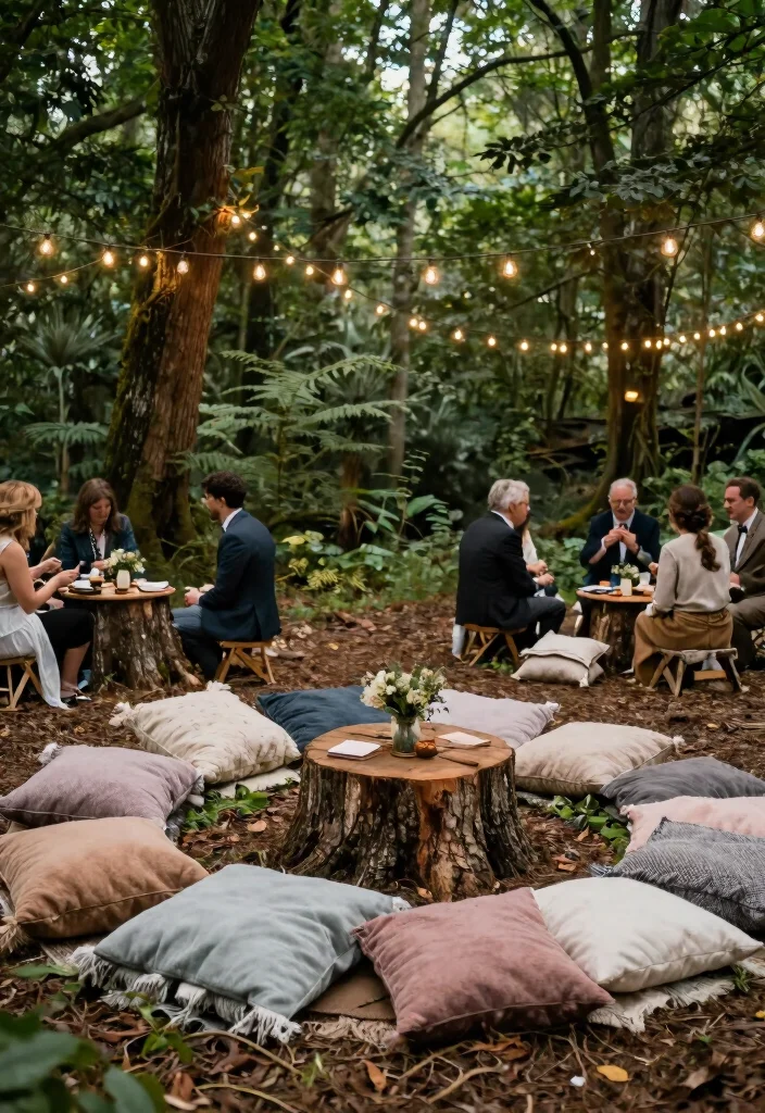 16 Forest Wedding Table Ideas That Feel Enchanted - 6. Tree Stump Seating 1