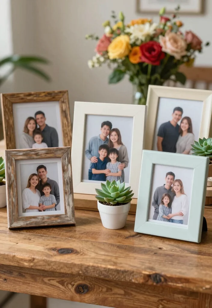 16 Heaven Wedding Sign Memory Table Ideas That Honor Beautifully - 1. Beautifully Framed Family Photos 1