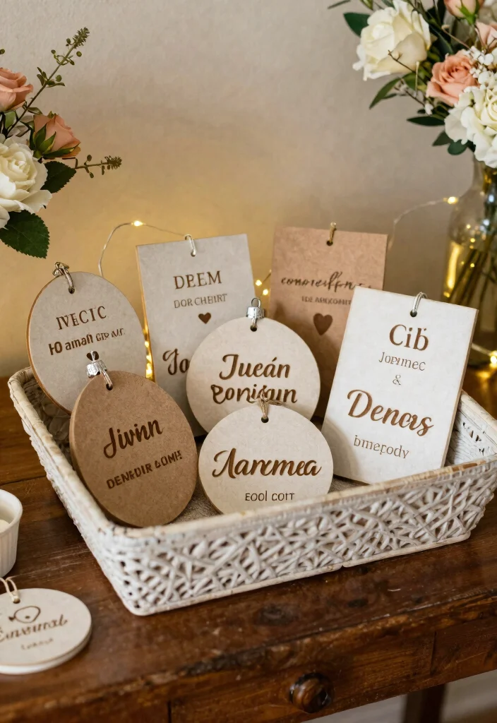 16 Heaven Wedding Sign Memory Table Ideas That Honor Beautifully - 10. Commemorative Guest Ornaments 1
