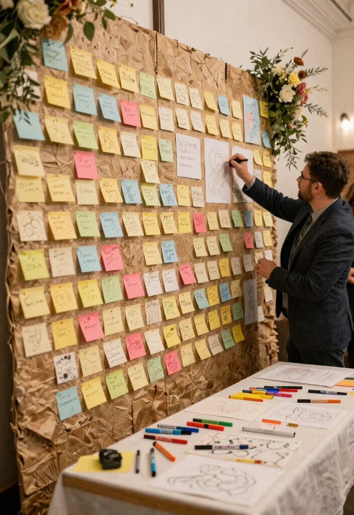 16 Heaven Wedding Sign Memory Table Ideas That Honor Beautifully - 11. Interactive Memory Wall 1