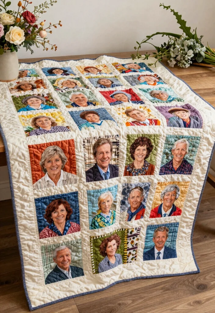 16 Heaven Wedding Sign Memory Table Ideas That Honor Beautifully - 15. Commemorative Quilt Display 1