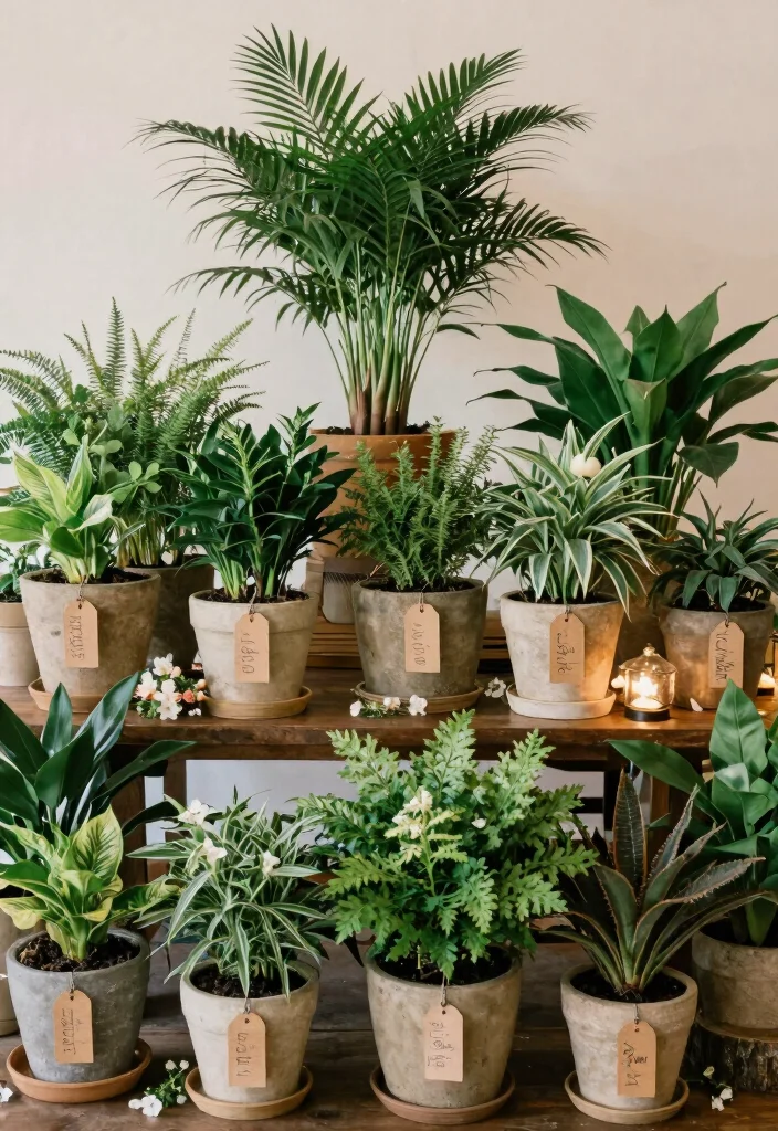 16 Heaven Wedding Sign Memory Table Ideas That Honor Beautifully - 4. Living Plant Displays 1