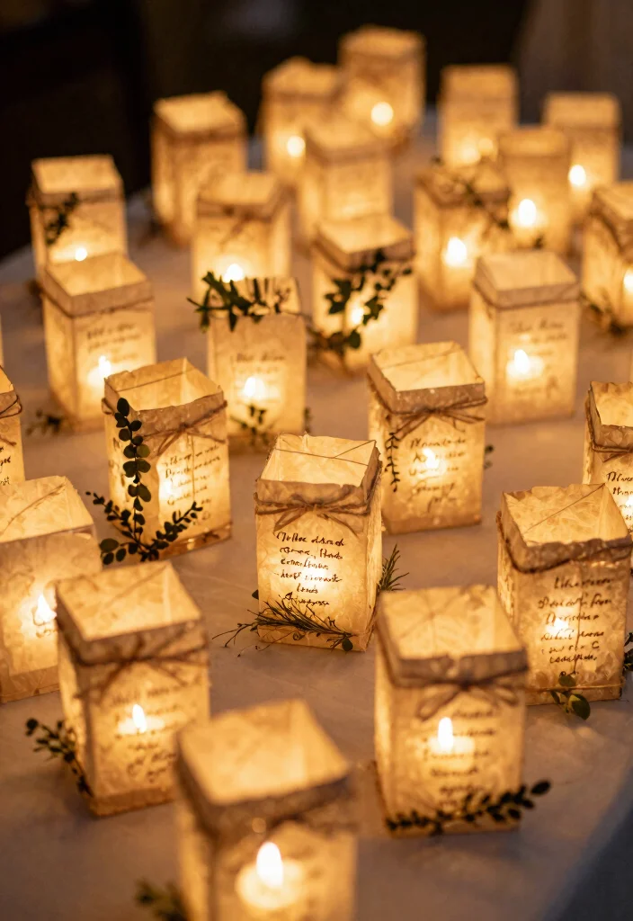 16 Heaven Wedding Sign Memory Table Ideas That Honor Beautifully - 8. Memory Lanterns 1
