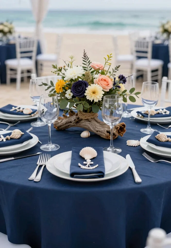 16 Navy Blue Wedding Table Settings Ideas With Classic Elegance - 15. Nautical Touches with Navy 1