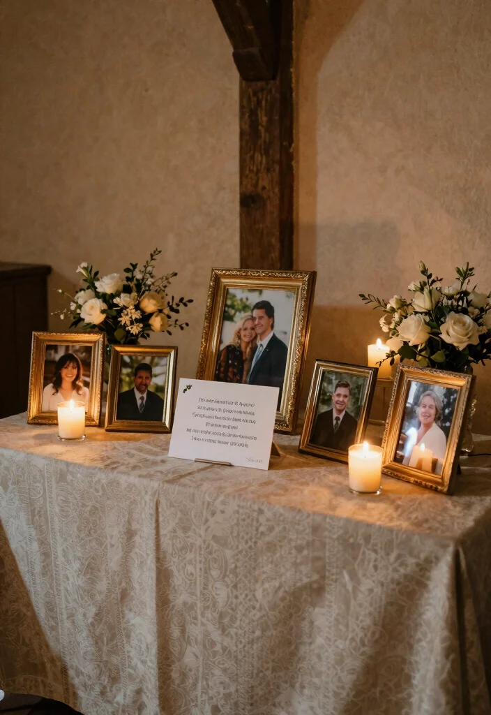 16 Rustic Church Wedding Decorations Ideas With Cozy Charm - 15. Memory Tables 1