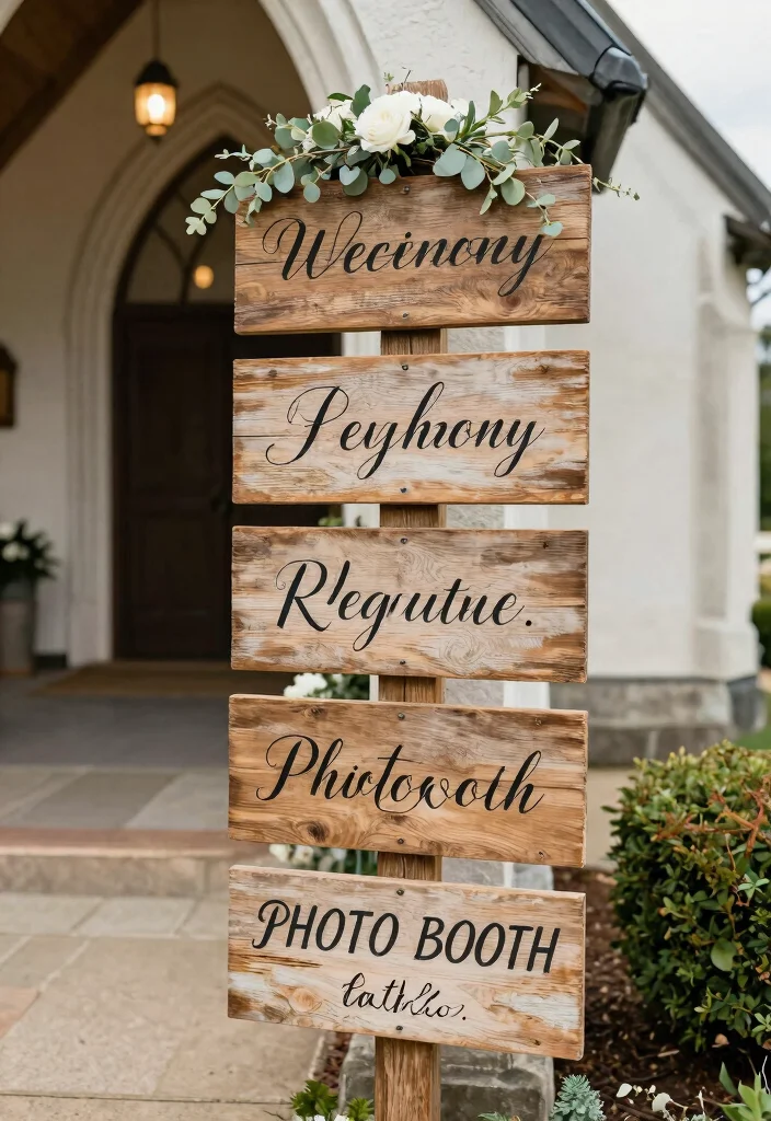 16 Rustic Church Wedding Decorations Ideas With Cozy Charm - 3. Charming Signage 1