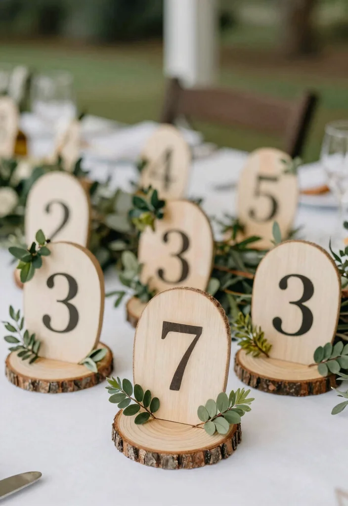 16 Simple Head Table Wedding Ideas That Feel Elegant - 15. Sustainable Table Numbers 1