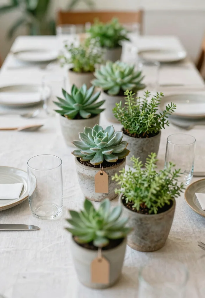 16 Simple Head Table Wedding Ideas That Feel Elegant - 3. Potted Plants as Favors 1