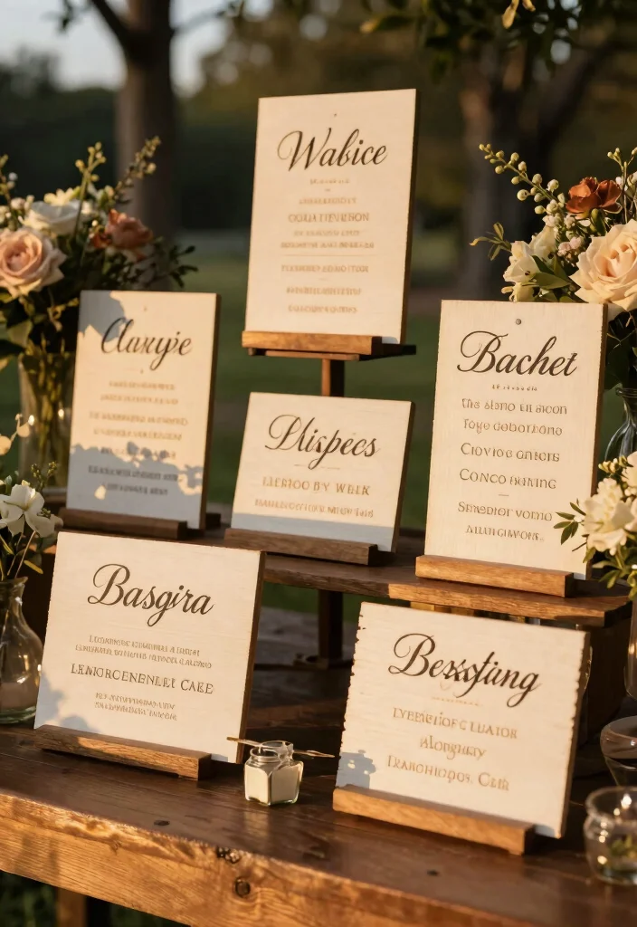 16 Vintage Wedding Cake Table Ideas With Timeless Charm - 10. Creative Signage 1