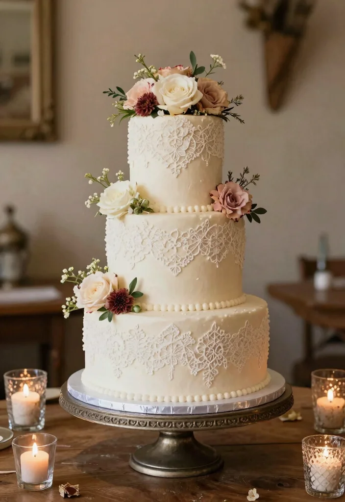 16 Vintage Wedding Cake Table Ideas With Timeless Charm - 12. Artistic Cake Design 1