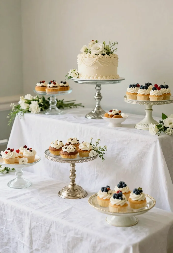 16 Vintage Wedding Cake Table Ideas With Timeless Charm - 2. Antique Cake Stands 1