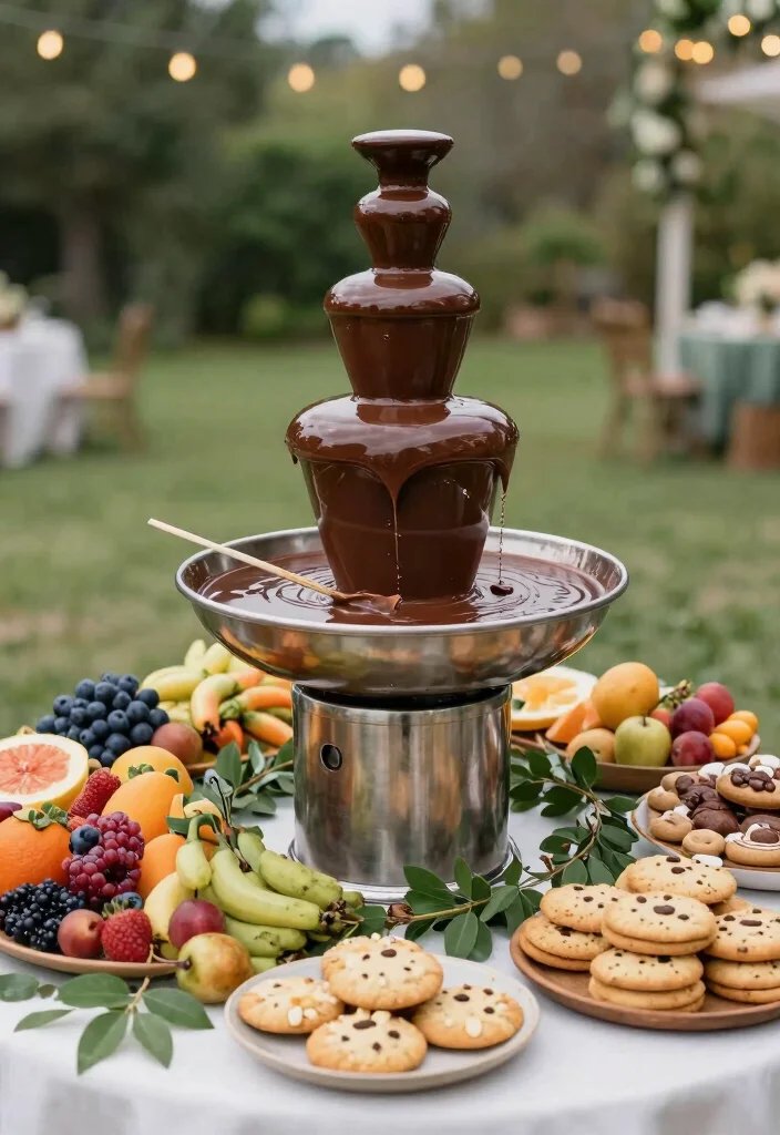 16 Wedding Dessert Table Ideas That Look Deliciously Chic 1 16 Wedding Dessert Table Ideas That Look Deliciously Chic - 1. Organic Chocolate Fountain 1