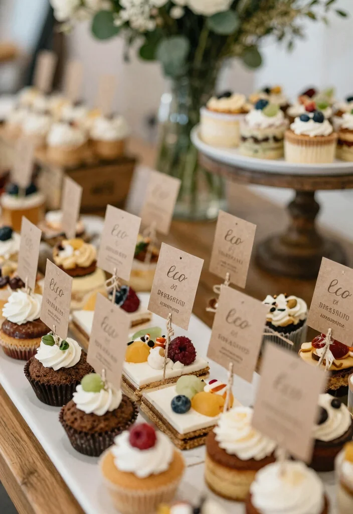 16 Wedding Dessert Table Ideas That Look Deliciously Chic 55 16 Wedding Dessert Table Ideas That Look Deliciously Chic - 15. Eco-Conscious Dessert Labels 1