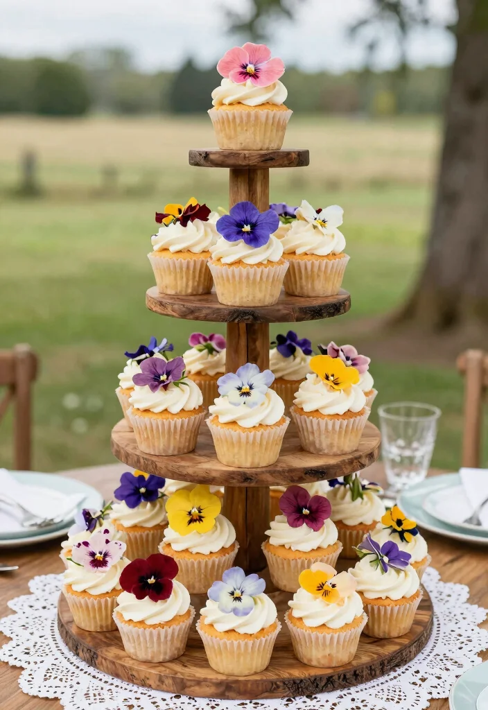 16 Wedding Dessert Table Ideas That Look Deliciously Chic 12 16 Wedding Dessert Table Ideas That Look Deliciously Chic - 2. Floral Cupcake Tower 1