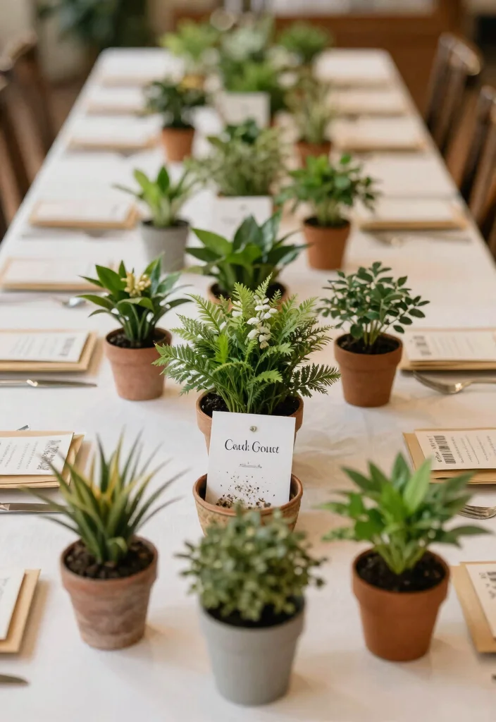 16 Wedding Table Layout Ideas That Make Hosting Easy - 16. Eco-Conscious Farewell with Favors 1