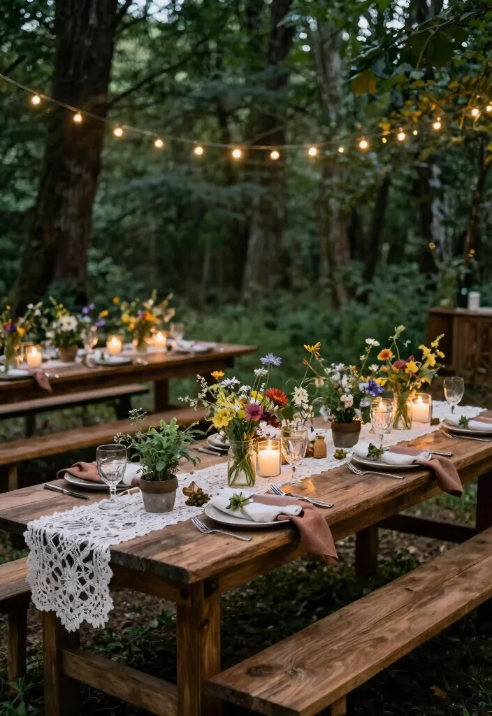 16 Wedding Table Layouts Ideas That Flow Beautifully - 1. Rustic Woodland Charm 1