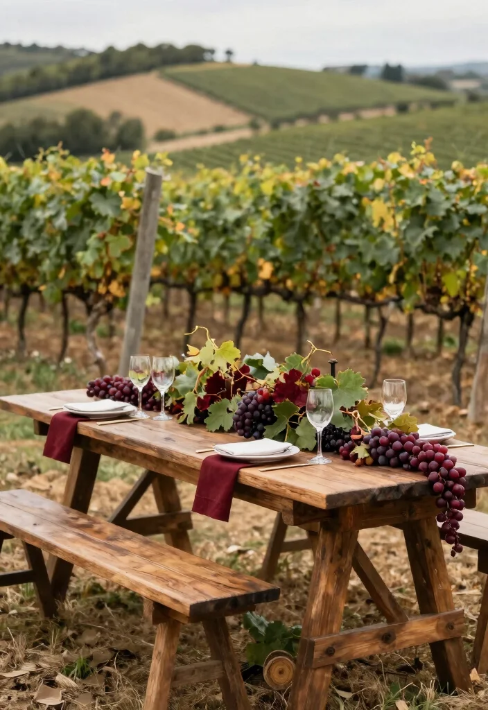 16 Wedding Table Layouts Ideas That Flow Beautifully - 10. Romantic Vineyard Elegance 1