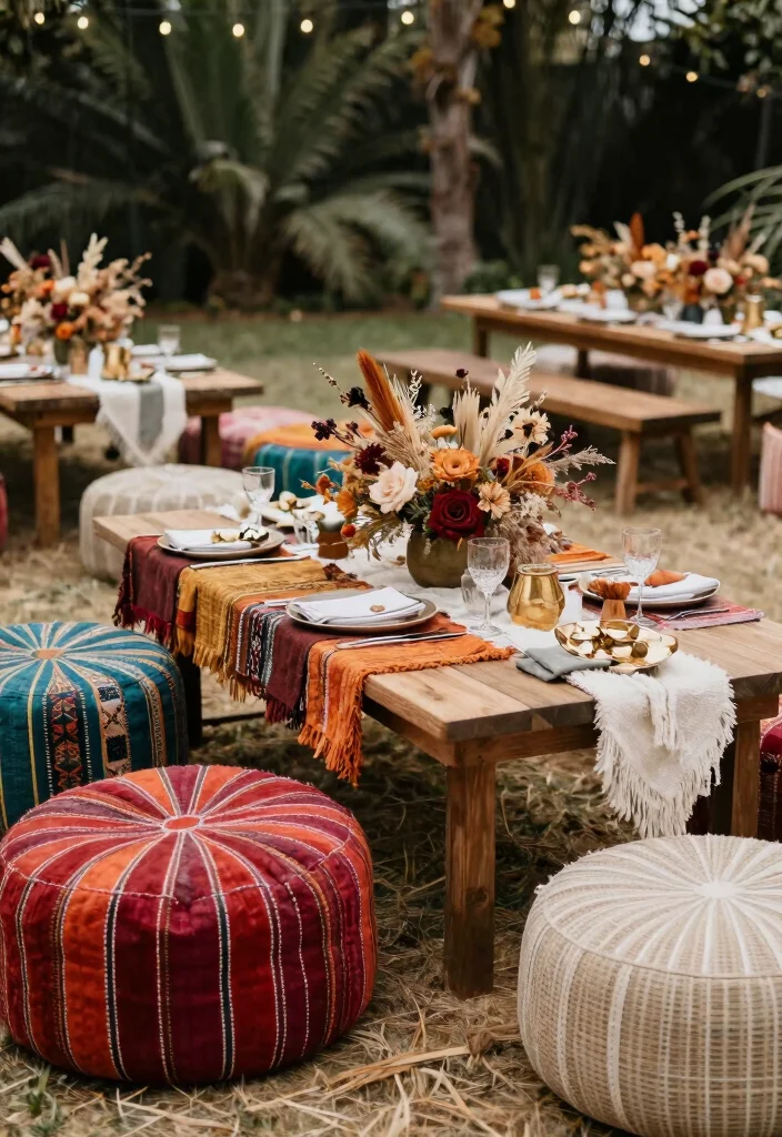 16 Wedding Table Layouts Ideas That Flow Beautifully - 7. Bohemian Bliss 1