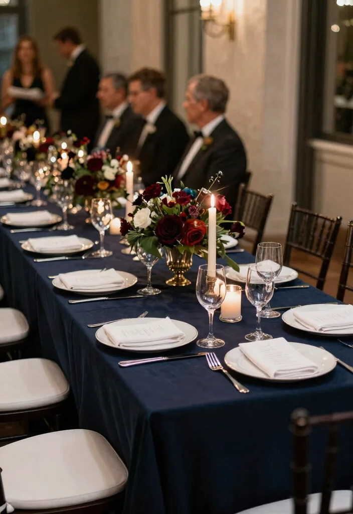 16 Wedding Table Layouts Ideas That Flow Beautifully - 8. Elegant Black Tie 1