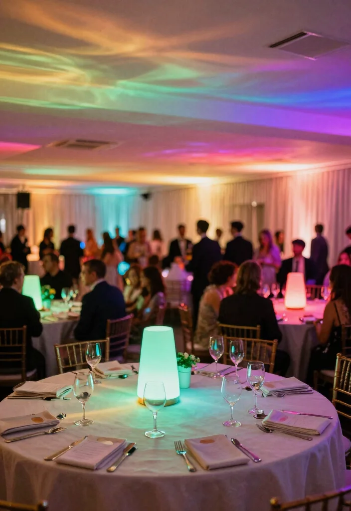 16 Wedding Table Lights Ideas That Sparkle Beautifully - 9. Color-Changing LED Lights 1
