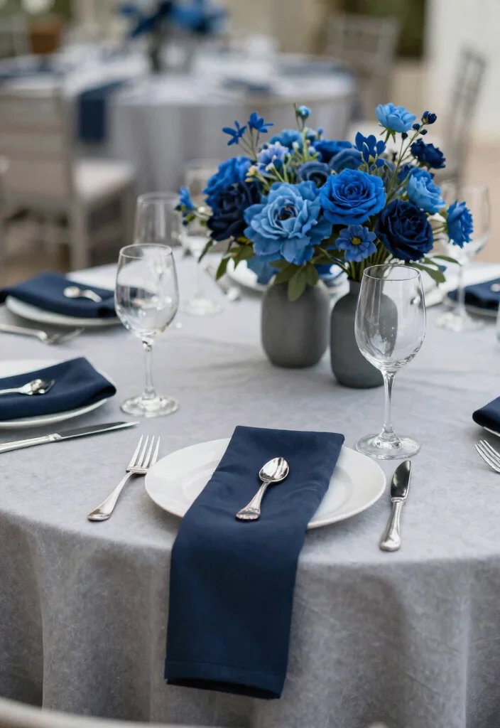 16 Wedding Table Settings Blue Ideas With Calm Elegance - 15. Blue & Gray Sophistication 1