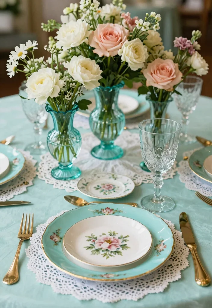 16 Wedding Table Settings Blue Ideas With Calm Elegance - 5. Vintage Aquamarine 1