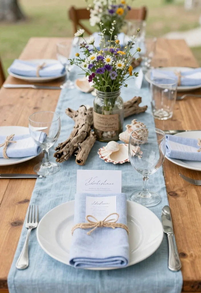 16 Wedding Table Settings Blue Ideas With Calm Elegance - 9. Rustic Coastal Charm 1