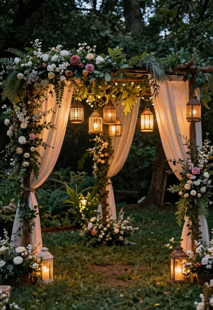 17 Arbor Decorations Wedding Ideas for a Dreamy Backdrop 43 17 Arbor Decorations Wedding Ideas for a Dreamy Backdrop - 13. Lantern-Draped Arbors 1