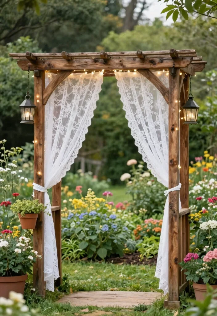 17 Arbor Decorations Wedding Ideas for a Dreamy Backdrop 12 17 Arbor Decorations Wedding Ideas for a Dreamy Backdrop - 2. Vintage Wooden Arbor 1