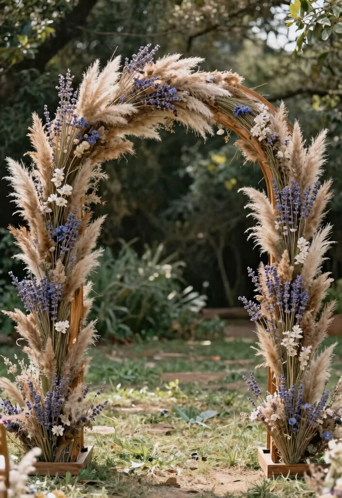 17 Arbor Decorations Wedding Ideas for a Dreamy Backdrop 16 17 Arbor Decorations Wedding Ideas for a Dreamy Backdrop - 6. Eco-Friendly Arch with Dried Flowers 1