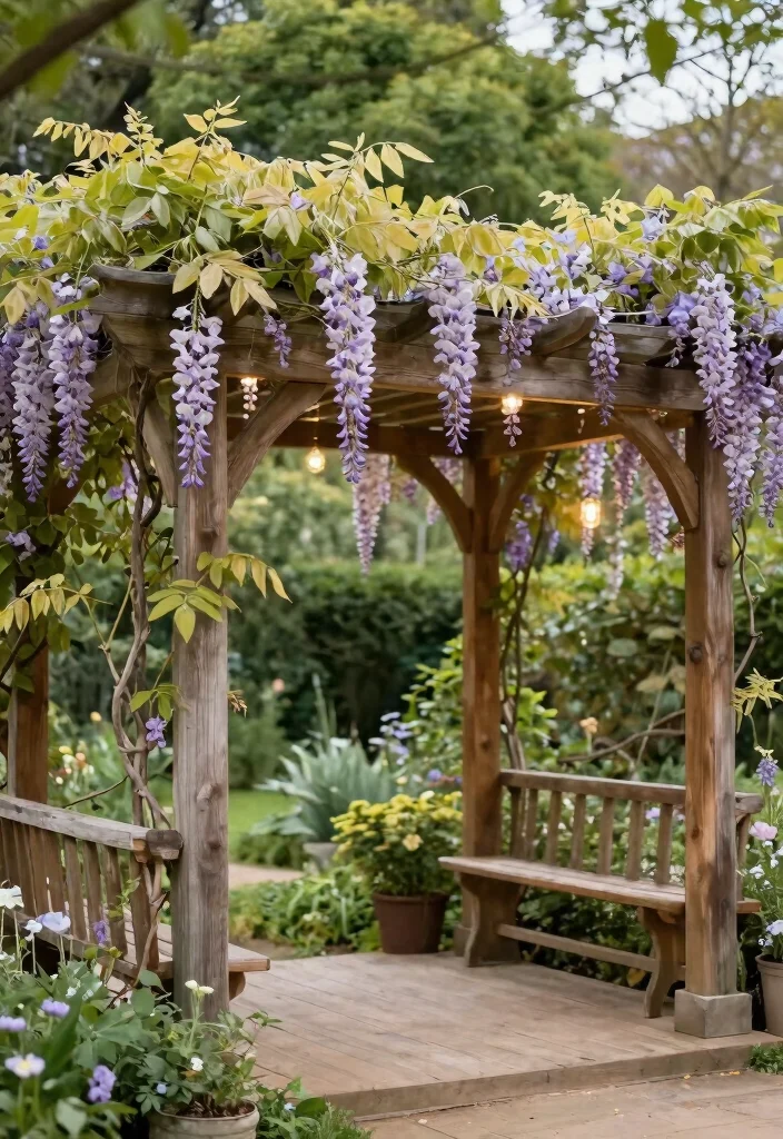17 Arbor Decorations Wedding Ideas for a Dreamy Backdrop 18 17 Arbor Decorations Wedding Ideas for a Dreamy Backdrop - 8. Rustic Pergola with Climbing Vines 1