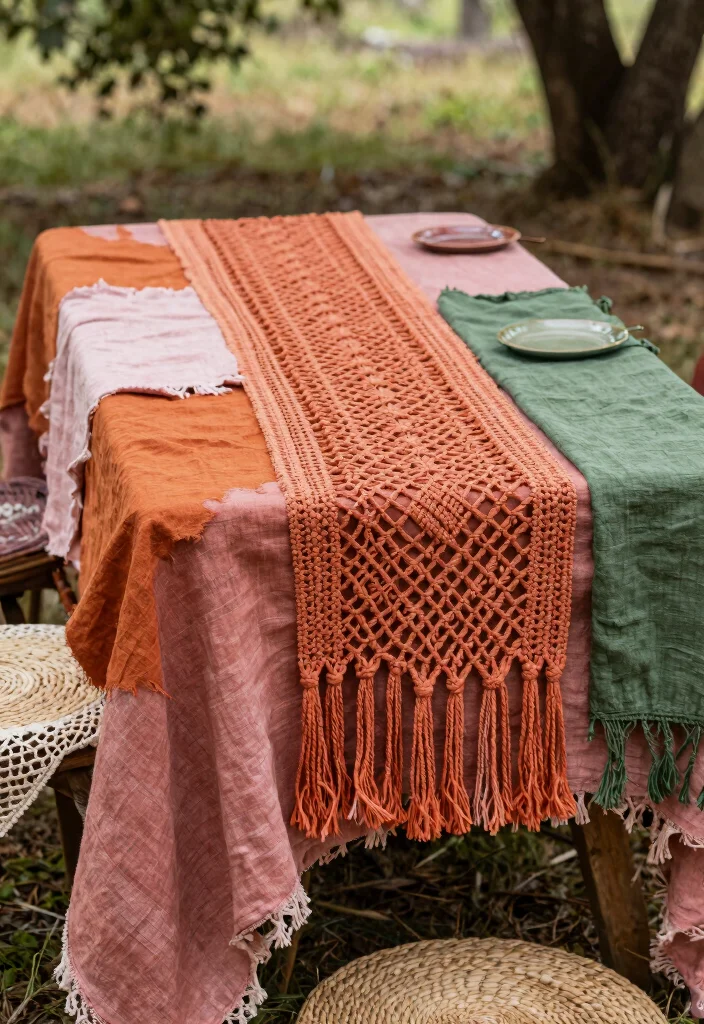 17 Boho Wedding Table Decor Ideas With Free Spirited Vibes - 1. Layered Textiles for Bohemian Charm 1