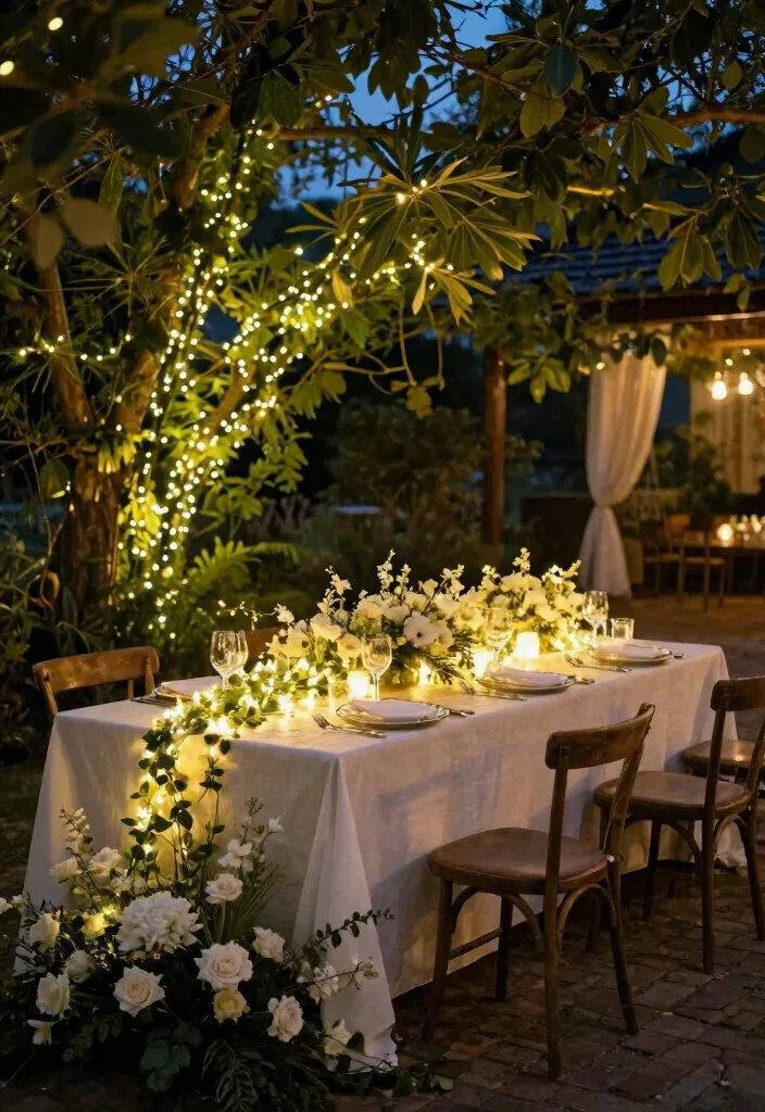 17 Boho Wedding Table Decor Ideas With Free Spirited Vibes - 10. Twinkling Fairy Lights 1