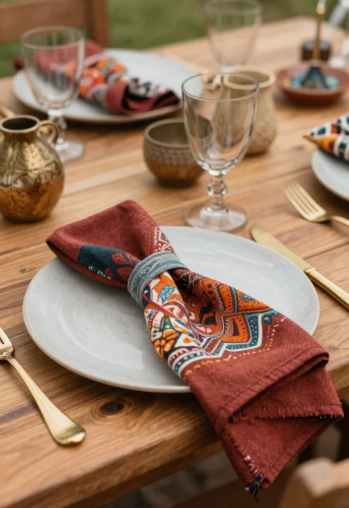 17 Boho Wedding Table Decor Ideas With Free Spirited Vibes - 14. Creative Napkin Folding 1