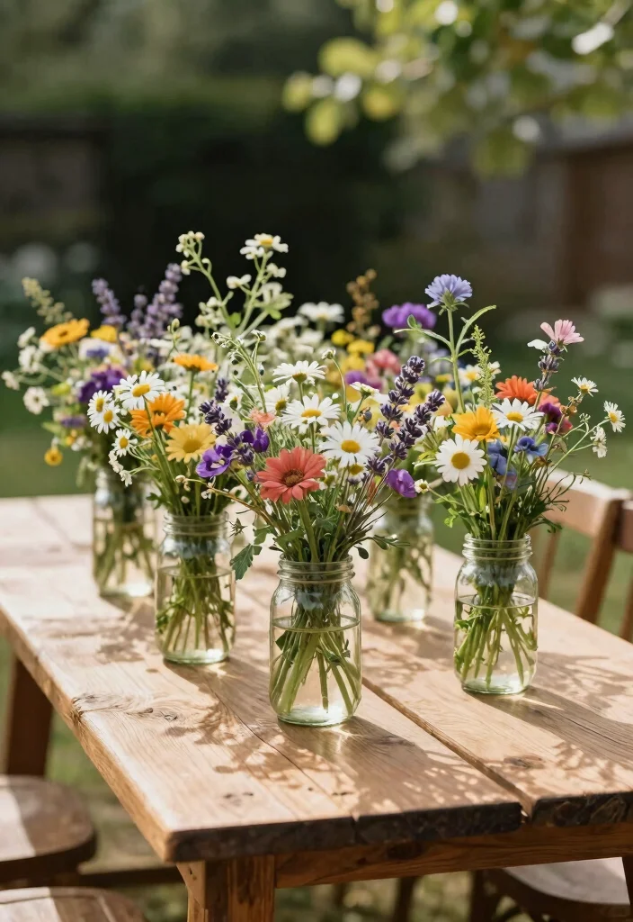 17 Boho Wedding Table Decor Ideas With Free Spirited Vibes - 2. Wildflower Centerpieces 1