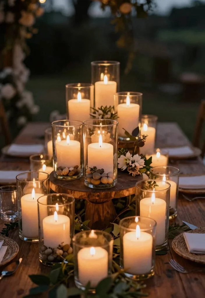 17 Boho Wedding Table Decor Ideas With Free Spirited Vibes - 4. Candles in Glass Holders 1
