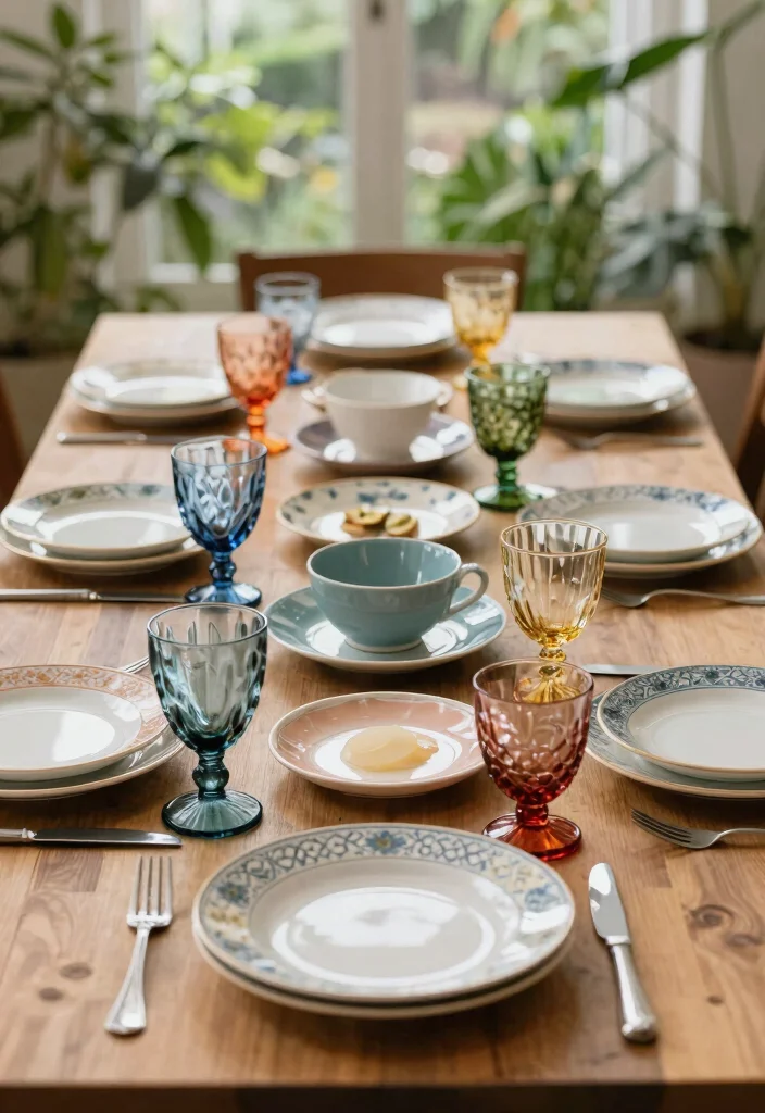 17 Boho Wedding Table Decor Ideas With Free Spirited Vibes - 7. Eclectic Tableware 1