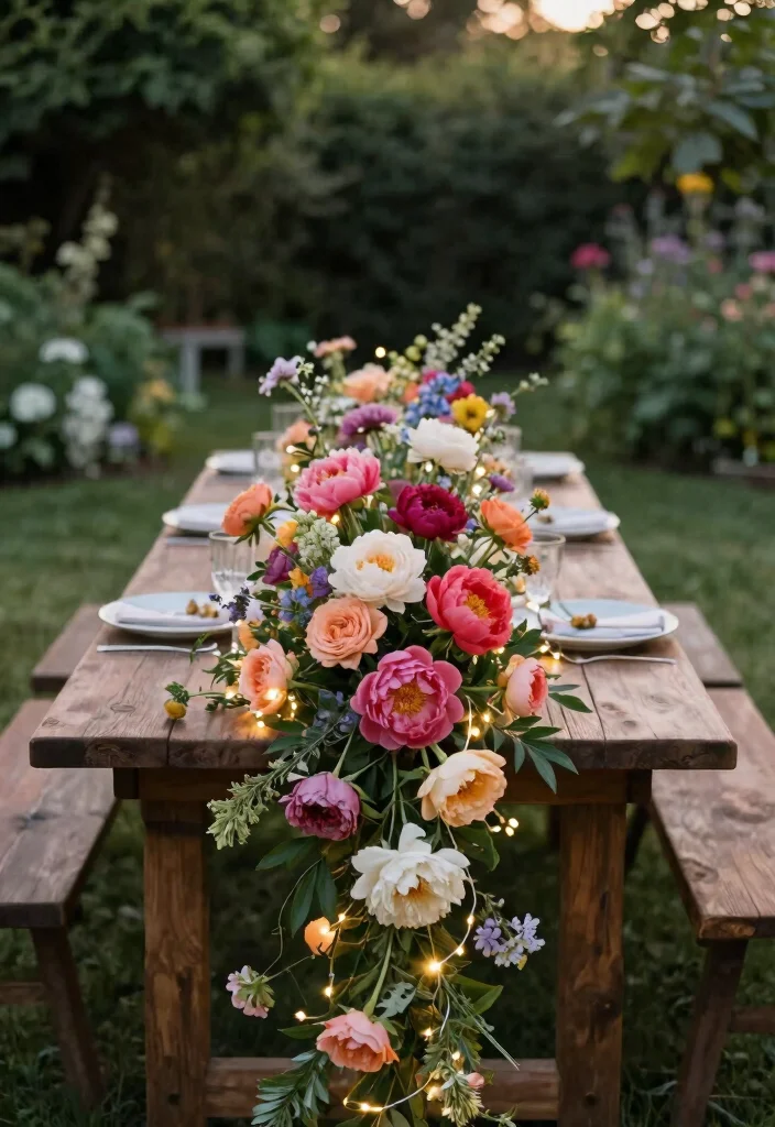 17 Garden Wedding Table Ideas With Natural Beauty - 1. Enchanted Floral Cascade 1