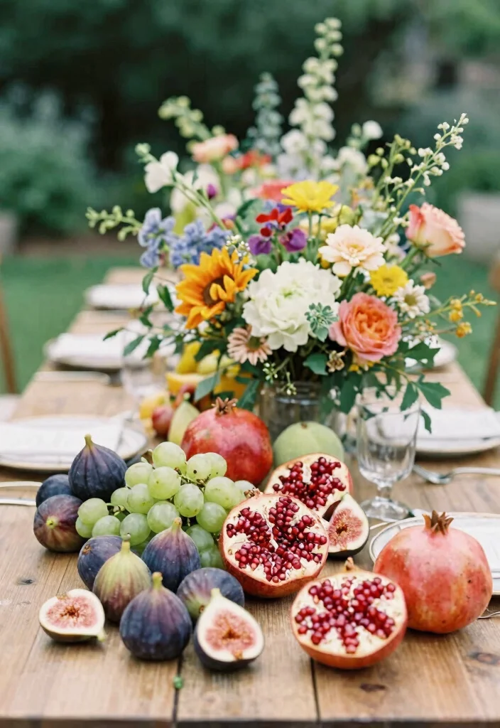 17 Garden Wedding Table Ideas With Natural Beauty - 10. Seasonal Fruit Accents 1