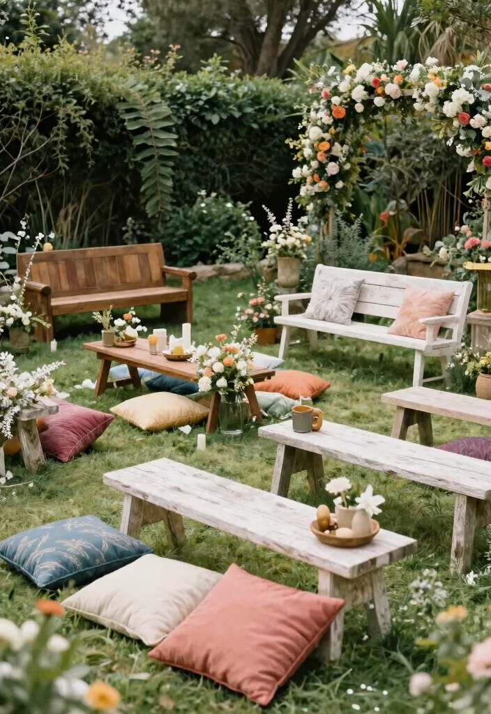 17 Garden Wedding Table Ideas With Natural Beauty - 15. Whimsical Seating Arrangements 1