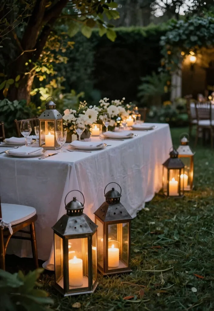 17 Garden Wedding Table Ideas With Natural Beauty - 5. Candlelit Lanterns 1