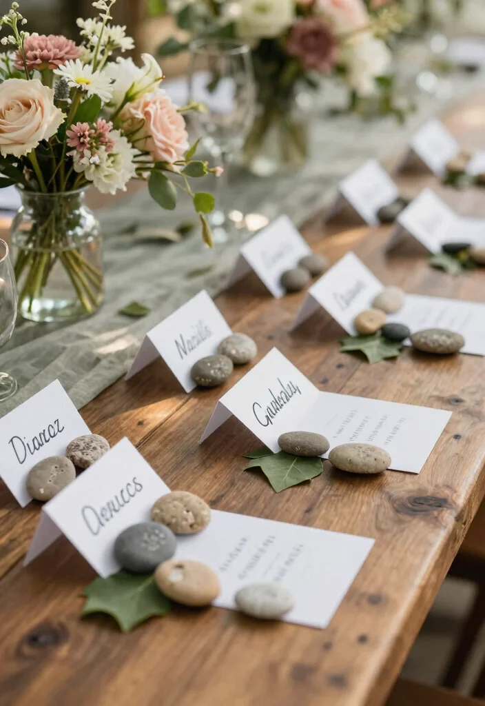 17 Garden Wedding Table Ideas With Natural Beauty - 8. Nature-Inspired Place Cards 1