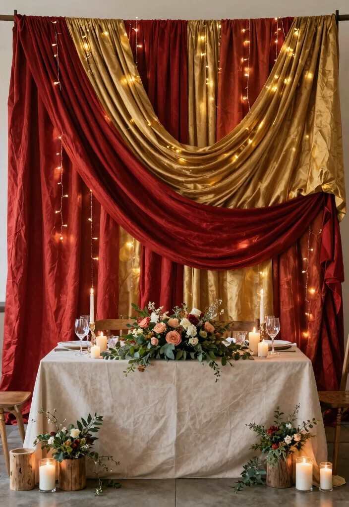 17 Indoor Wedding Reception Decorations Indian Ideas That Shine - 2. Sustainable Draping with Fabric 1