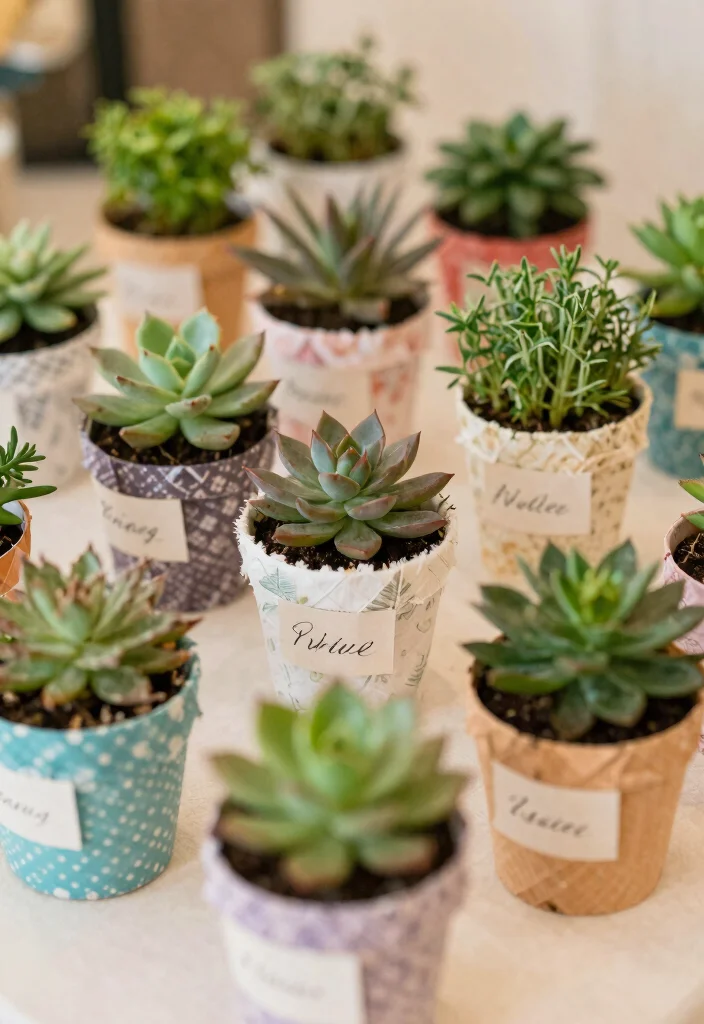 17 Indoor Wedding Reception Decorations Indian Ideas That Shine - 7. Potted Plants as Favors 1