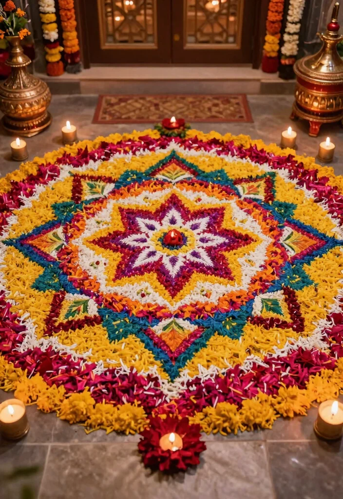 17 Indoor Wedding Reception Decorations Indian Ideas That Shine - 8. Festive Rangoli Designs 1